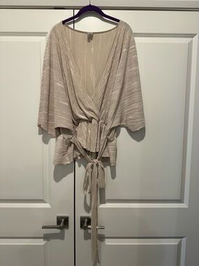 ASOS Beige Wrap Front Tie Blouse